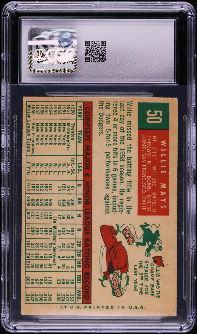 1959 Topps Willie Mays #50 CGC 3 VG