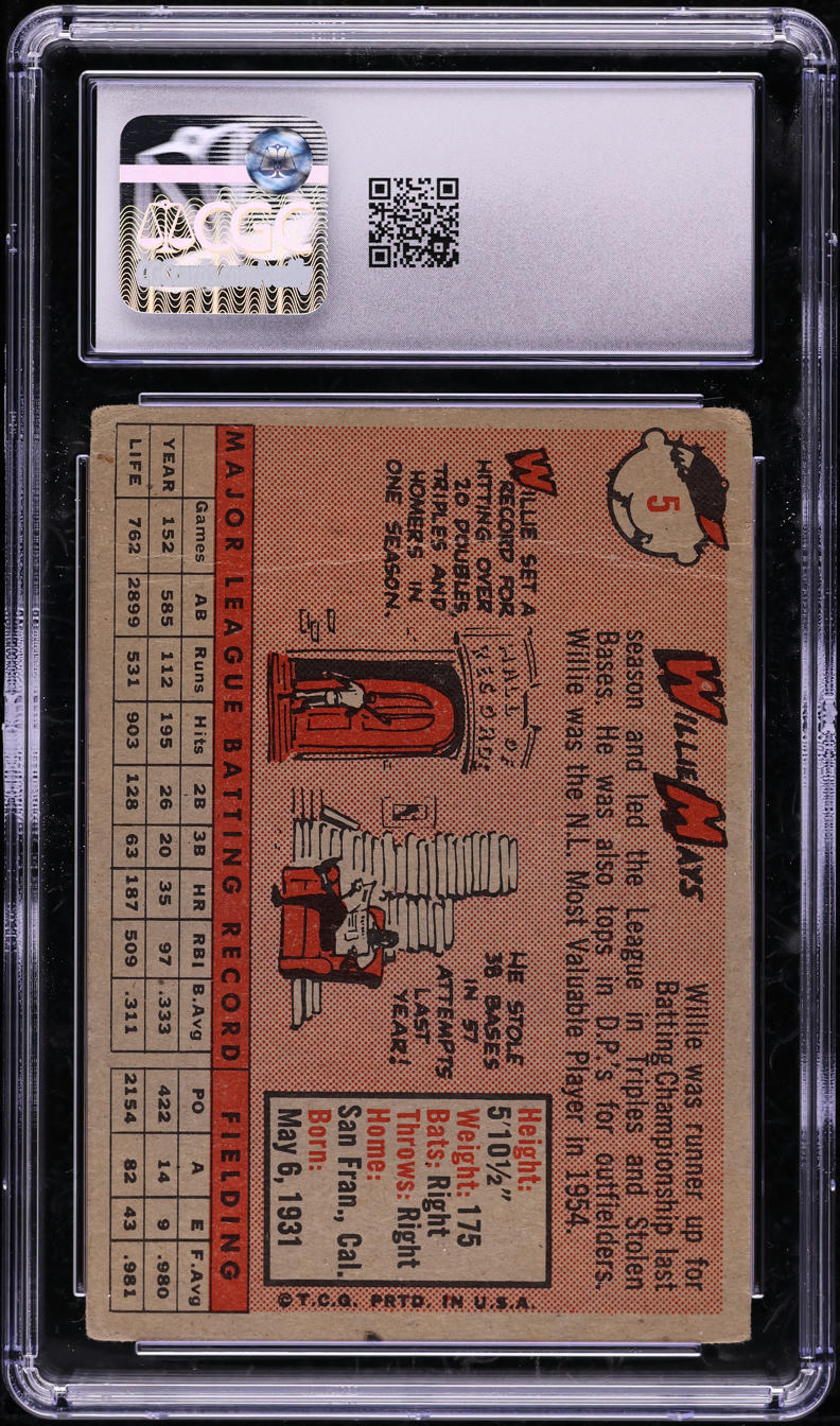 1958 Topps Willie Mays #5 CGC 2 GD