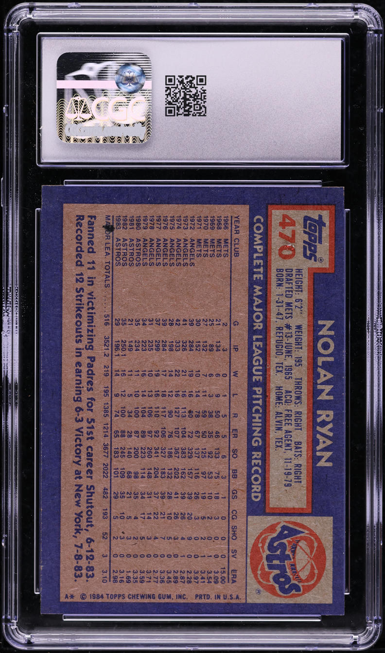 1984 Topps Nolan Ryan #470 CGC 7 NRMT