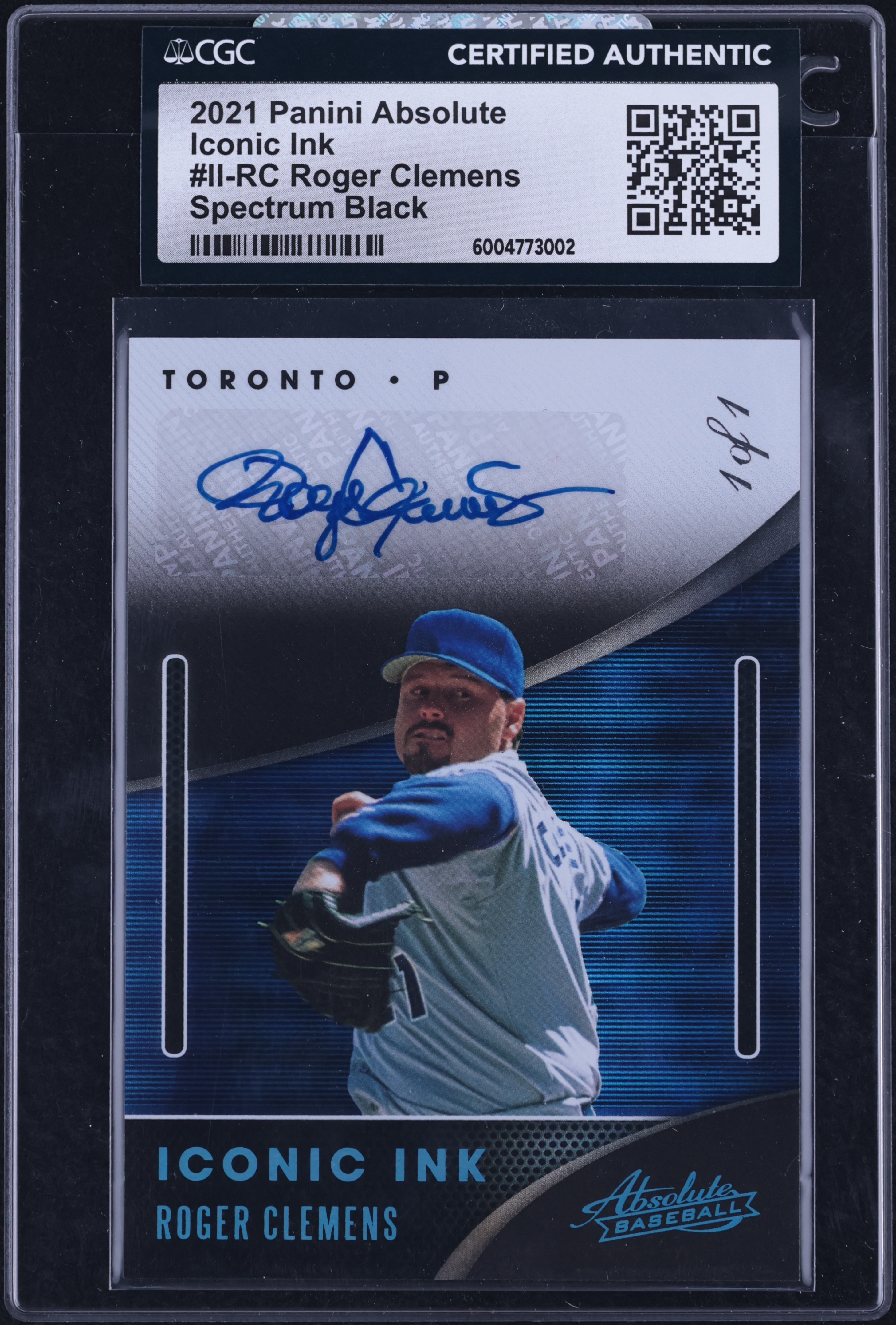 2021 Absolute Iconic Ink Spectrum Black Roger Clemens AUTO 1/1 CGC