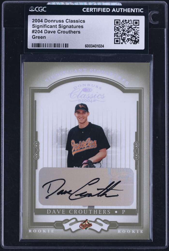 2004 Donruss Classics Significant Green Dave Crouthers RC AUTO /100 CGC AUTH