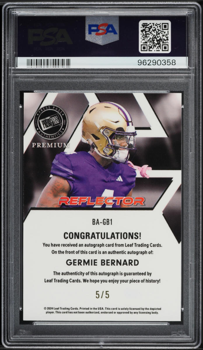 2024 Leaf Press Pass Premium Gold Reflector Germie Bernard ROOKIE