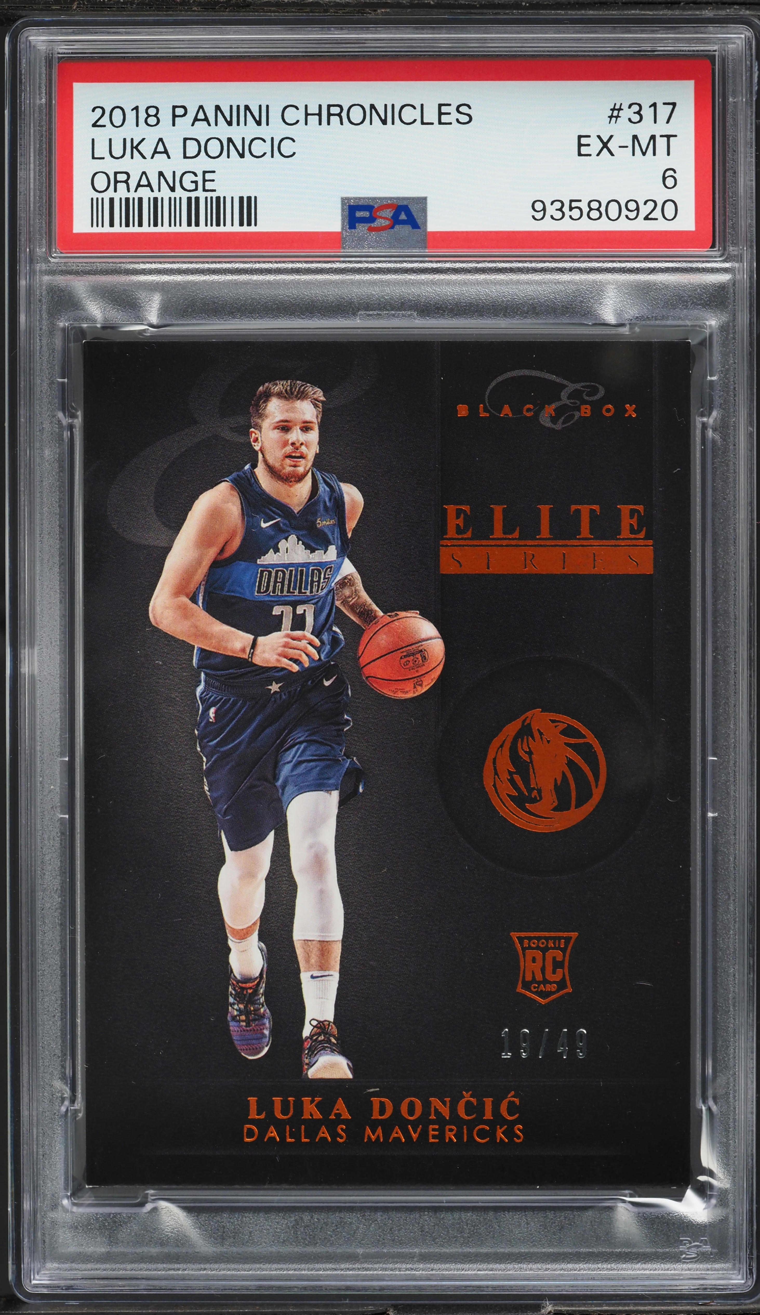 2018 Panini Chronicles Black Box Orange Luka Doncic ROOKIE /49