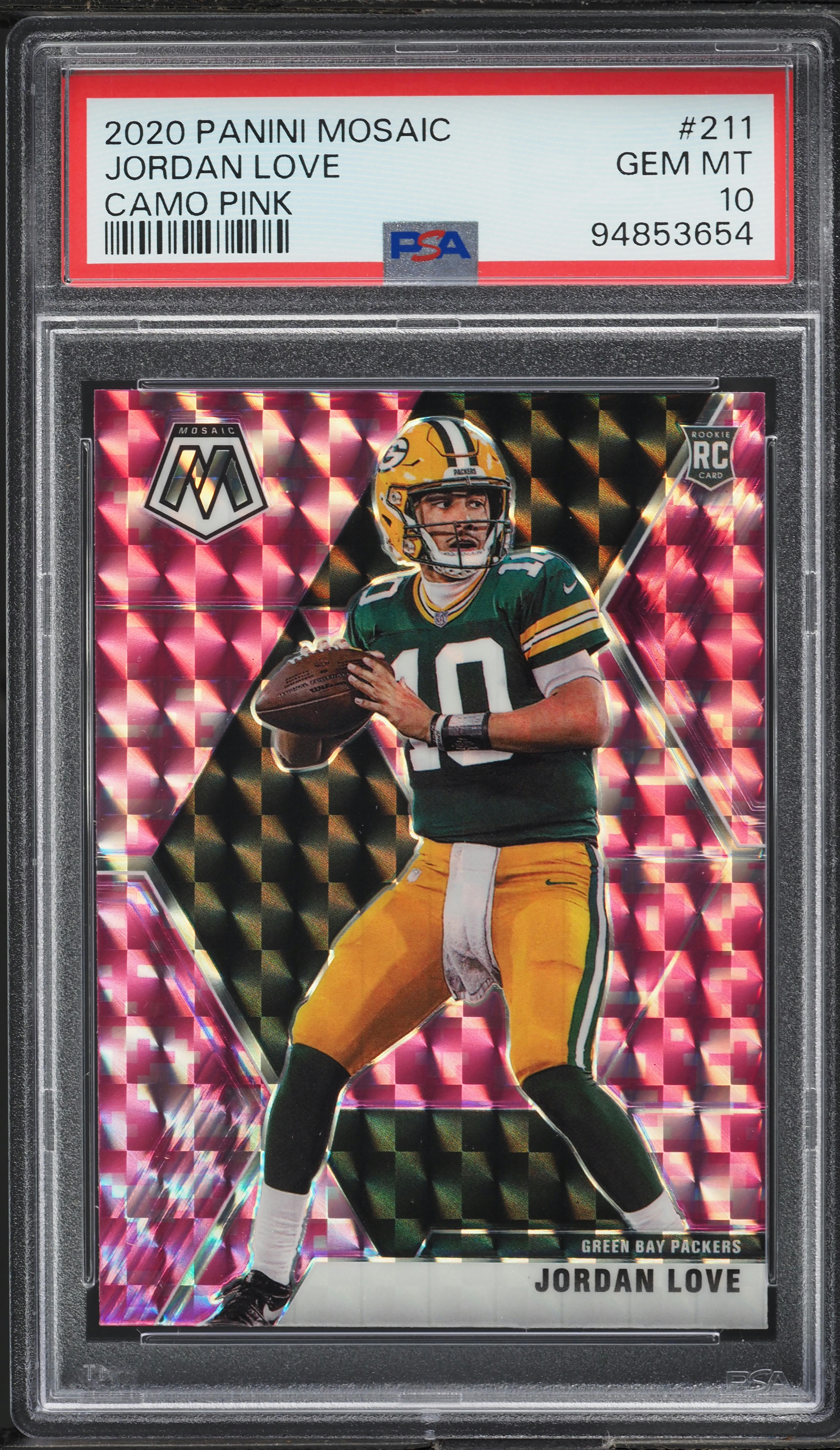 2020 Panini Mosaic Pink Camo Jordan Love ROOKIE #211 PSA 10 GEM