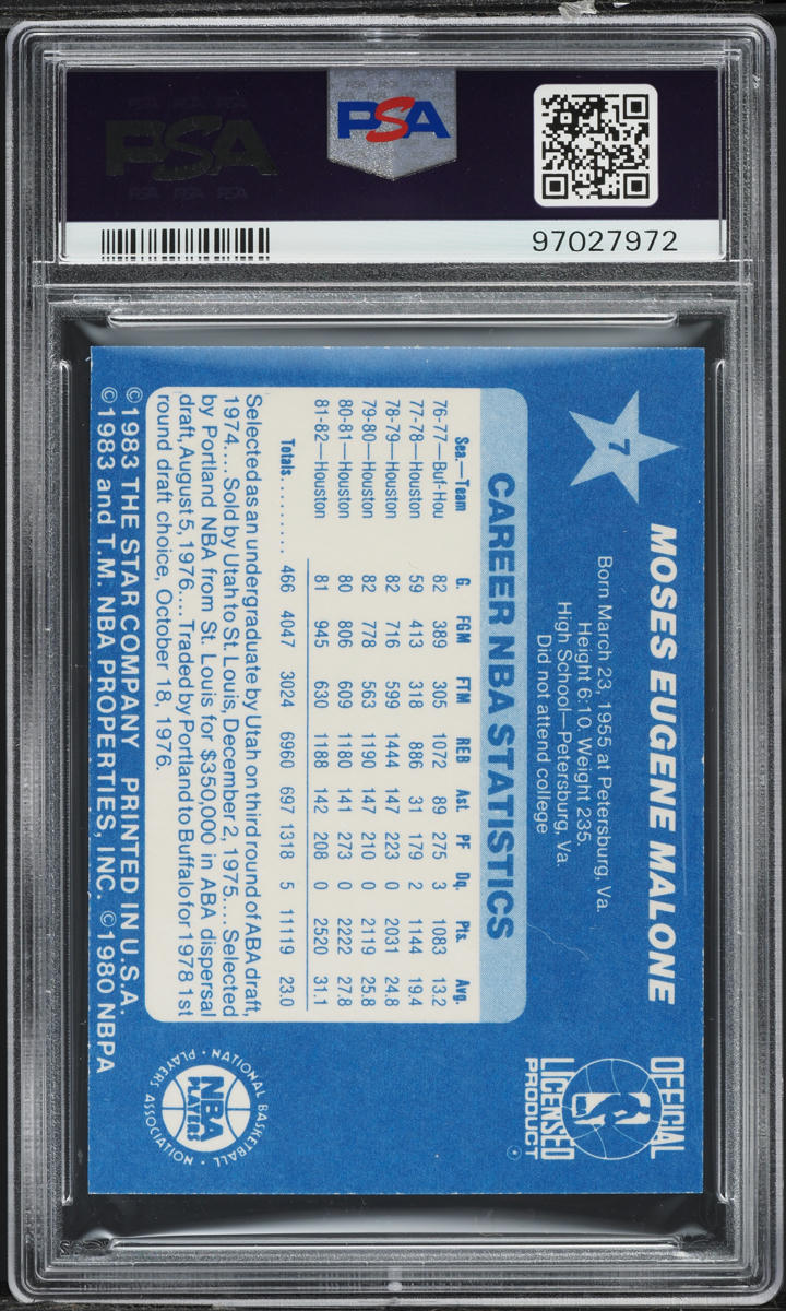 1983 Star Basketball All-Star Game Moses Malone #7 PSA 8 NM-MT