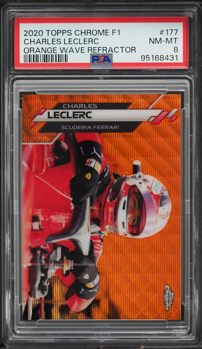 2020 Topps Chrome Formula 1 F1 Orange Wave Charles Leclerc /25 #177 PSA 8 NM-MT