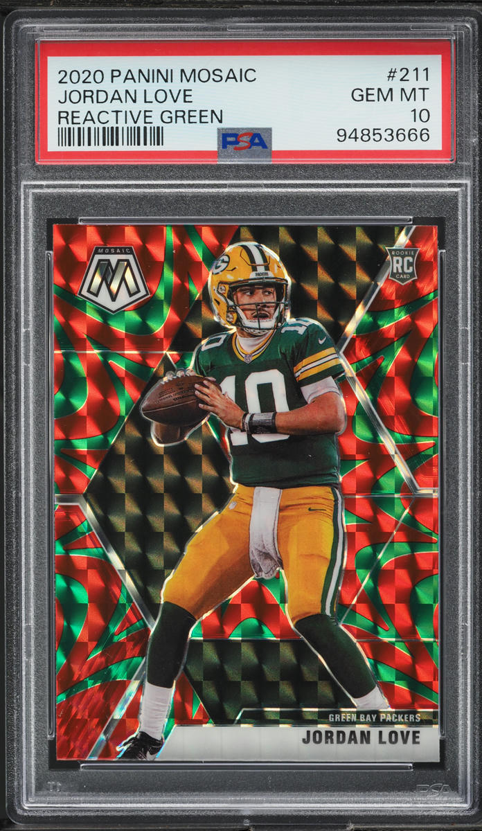 2020 Panini Mosaic Reactive Green Jordan Love ROOKIE #211 PSA 10 GEM MINT