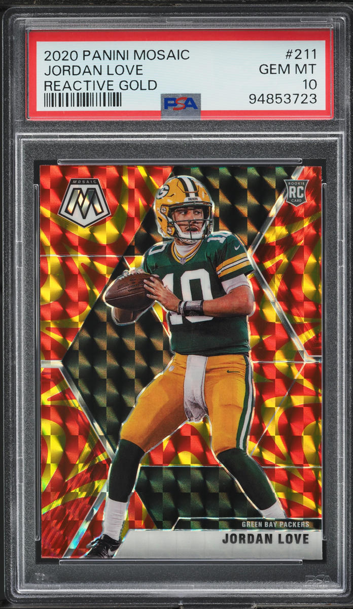 2020 Panini Mosaic Reactive Gold Jordan Love ROOKIE #211 PSA 10 GEM MINT