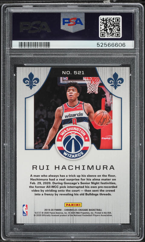 2019 Panini Chronicles Crusade Rui Hachimura ROOKIE #521 PSA 10 2019 Panini Chronicles Crusade Rui Hachimura ROOKIE #521 PSA 10