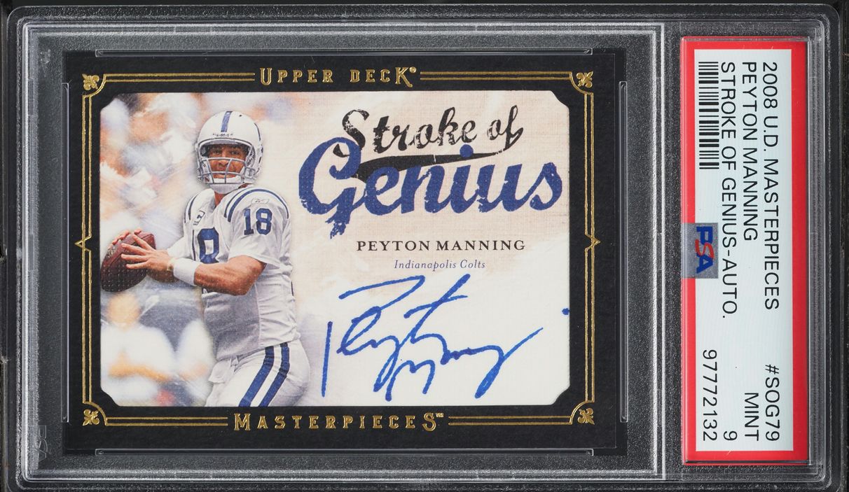 2008 UD Masterpieces Stroke Of Genius Peyton Manning AUTO #SOG79 PSA 9 MINT