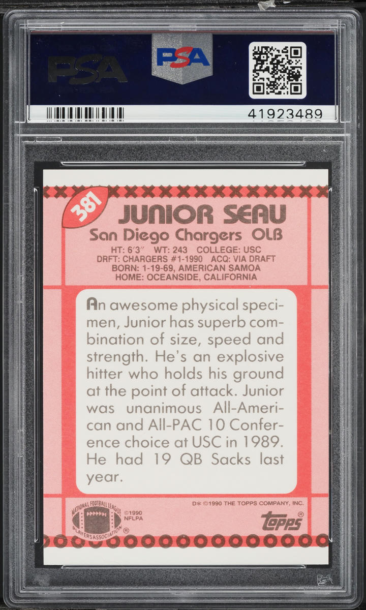 1990 Topps Tiffany Junior Seau ROOKIE #381 PSA 10 GEM MINT