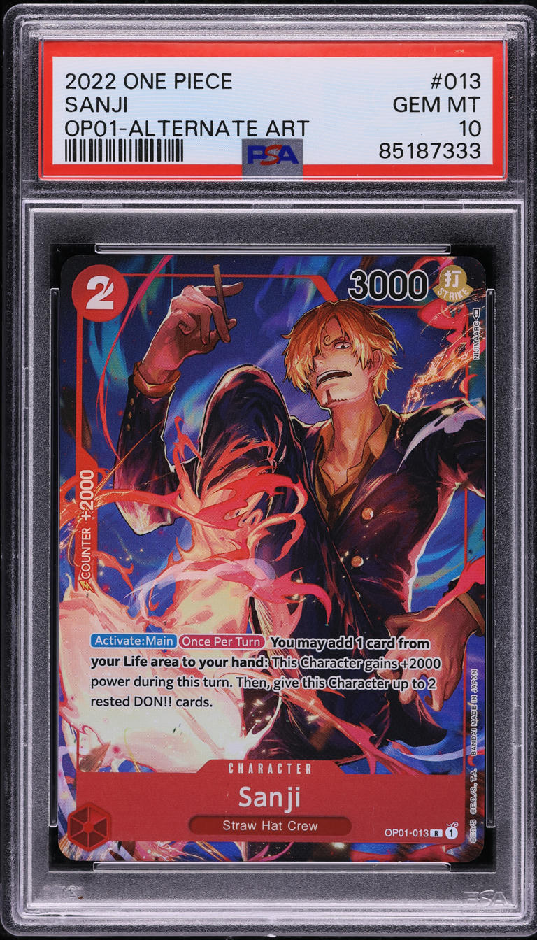 2022 One Piece Romance Dawn Pre-Errata Alt Art Sanji #OP01-013 PSA 10 GEM MINT
