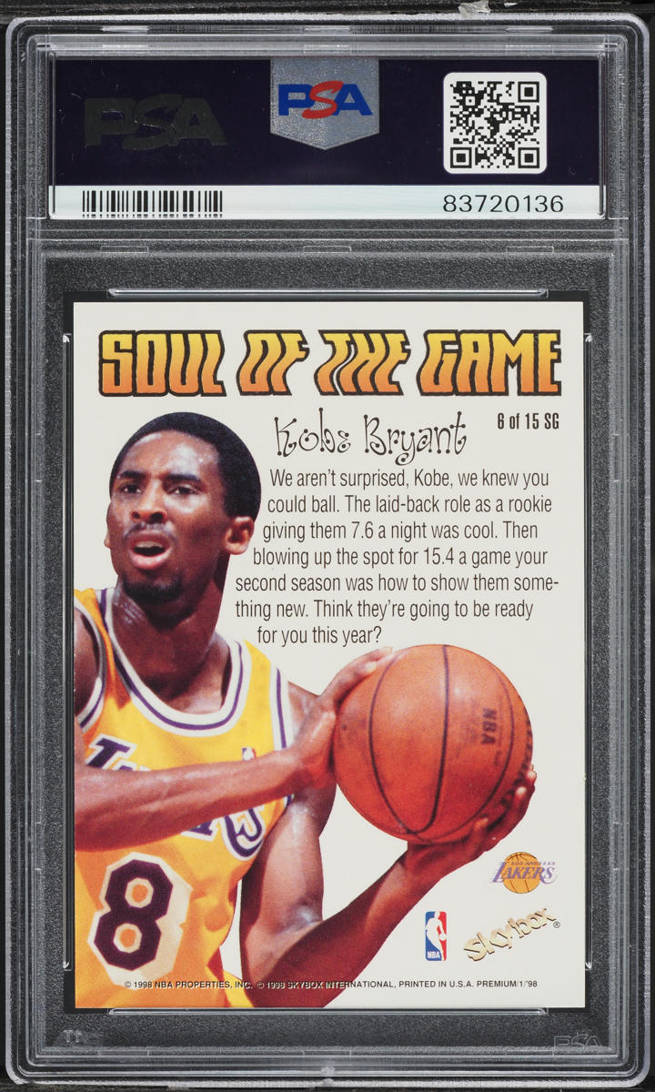 1998 Skybox Premium Soul Of The Game Kobe Bryant #6 PSA 10 GEM MINT