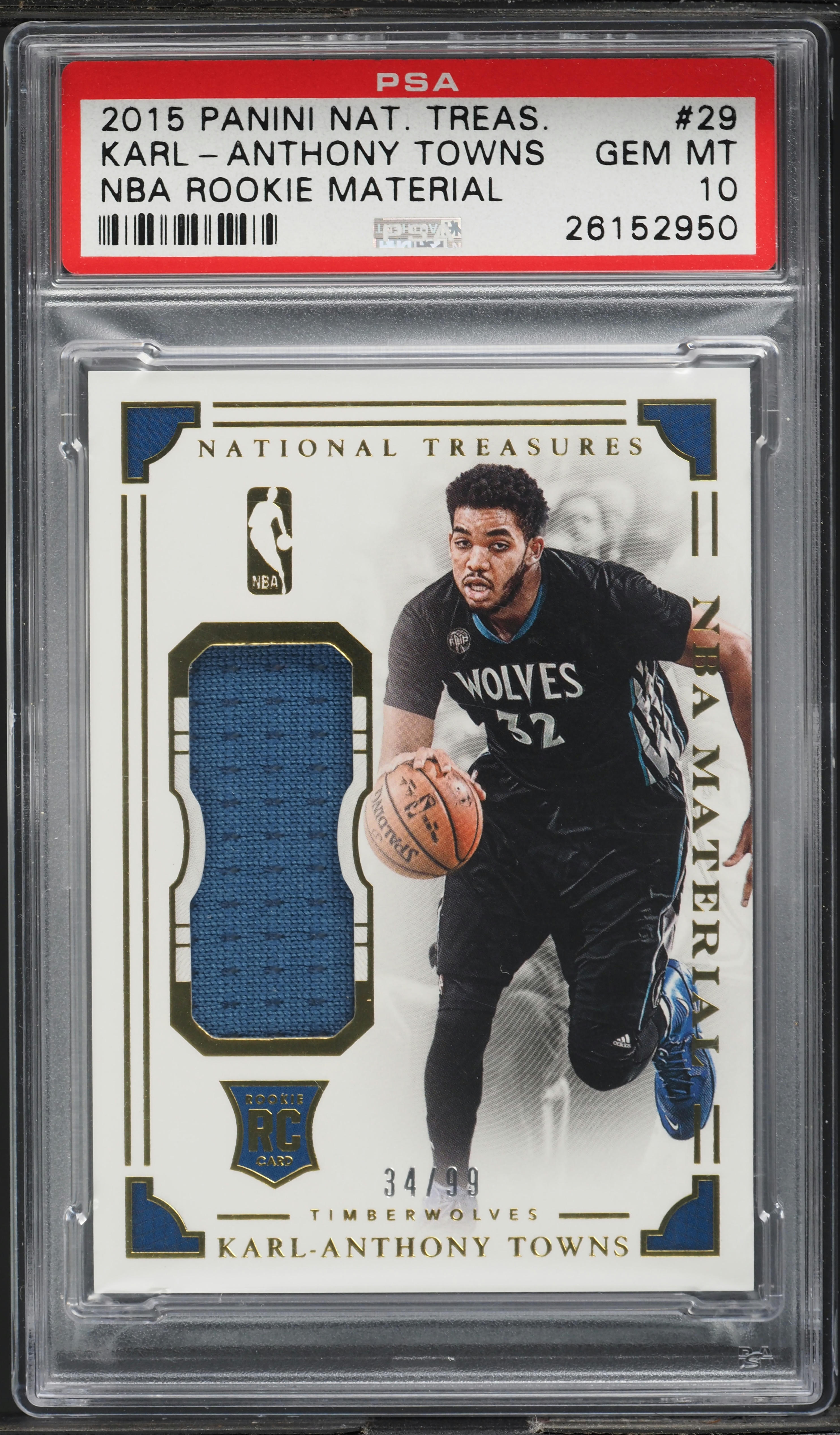 2015 National Treasures NBA Karl-Anthony Towns ROOKIE PATCH /99