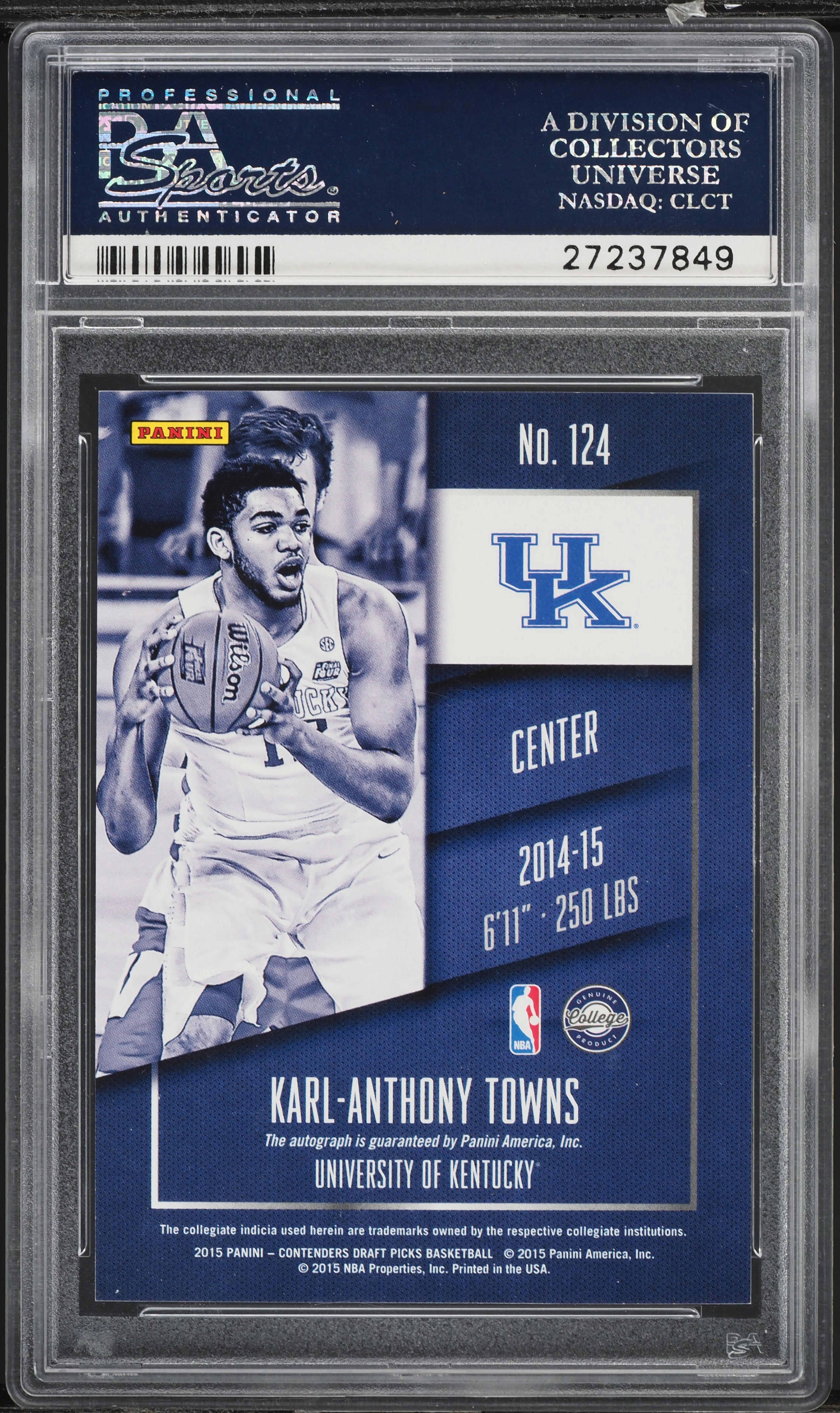 2015 Panini Contenders Draft Picks Karl-Anthony Towns ROOKIE AUTO