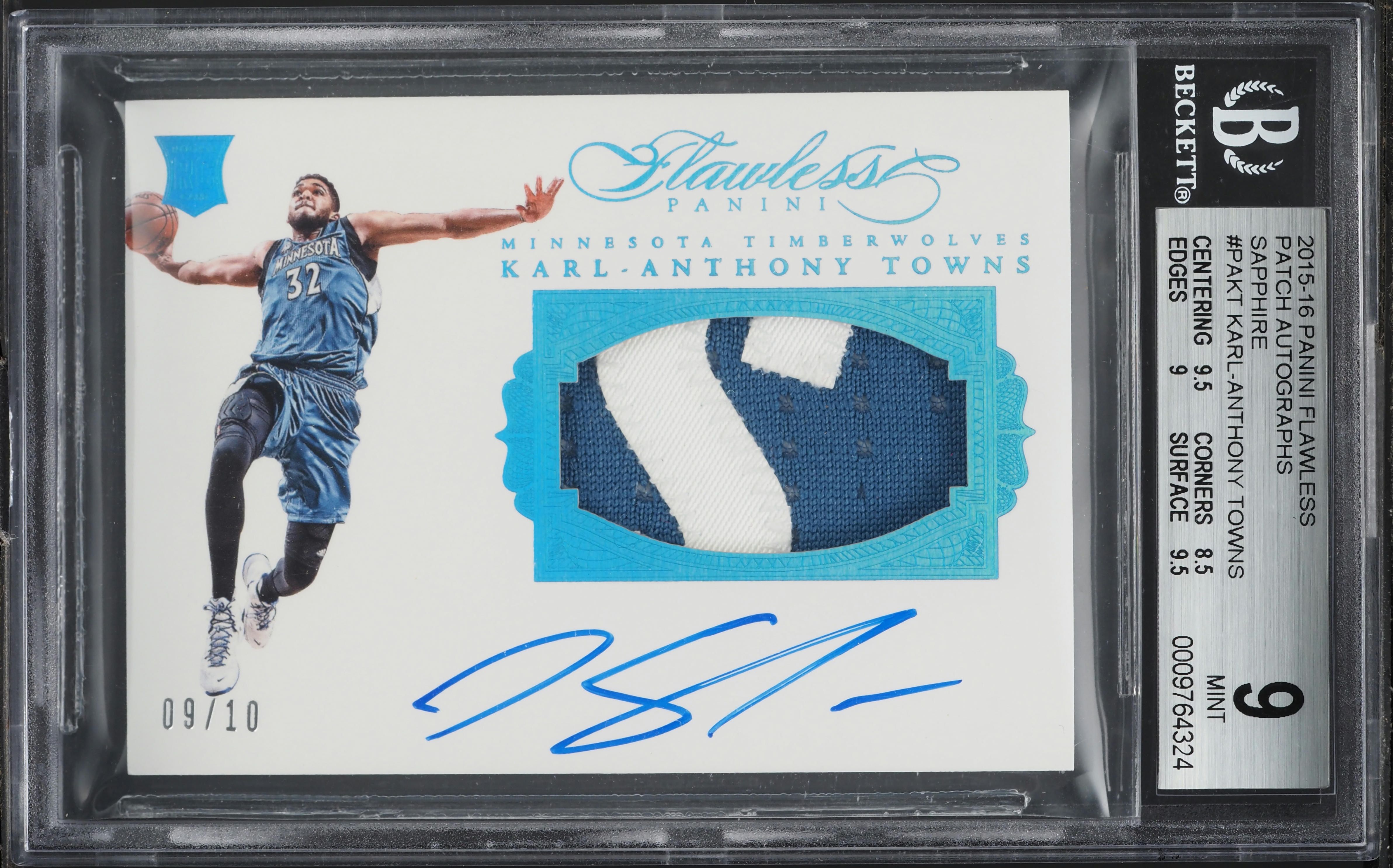 2015 Panini Flawless Sapphire Karl-Anthony Towns ROOKIE PATCH AUTO