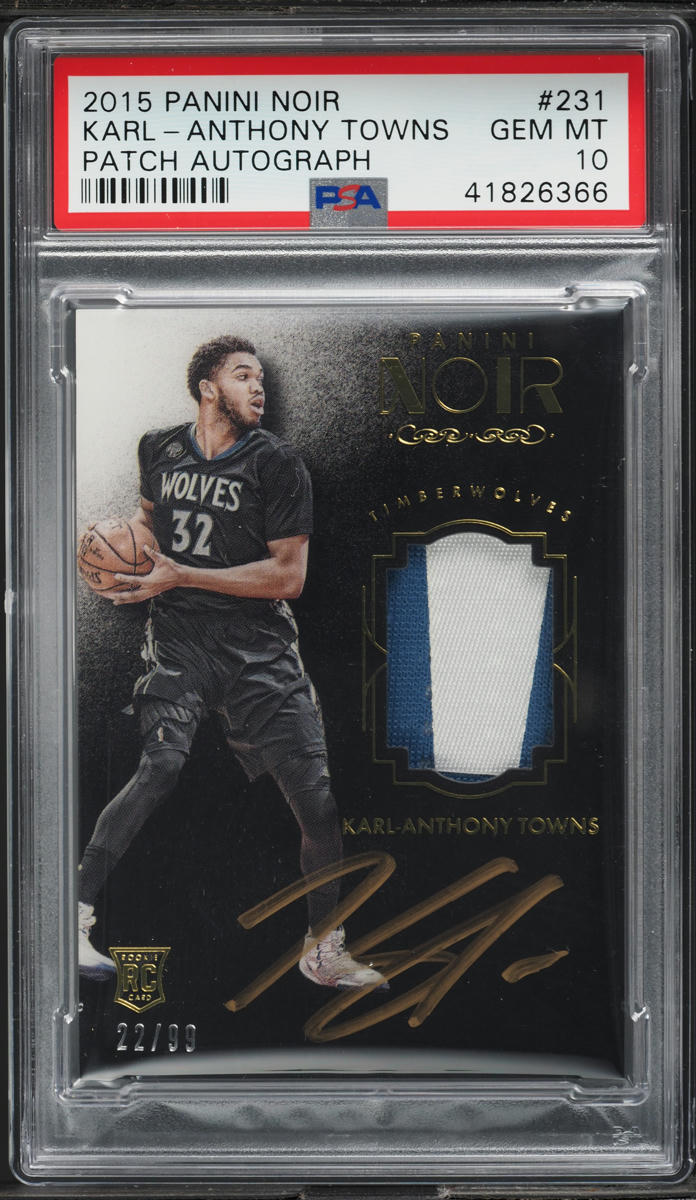 2015 Panini Noir Karl-Anthony Towns ROOKIE PATCH AUTO /99 #231 PSA