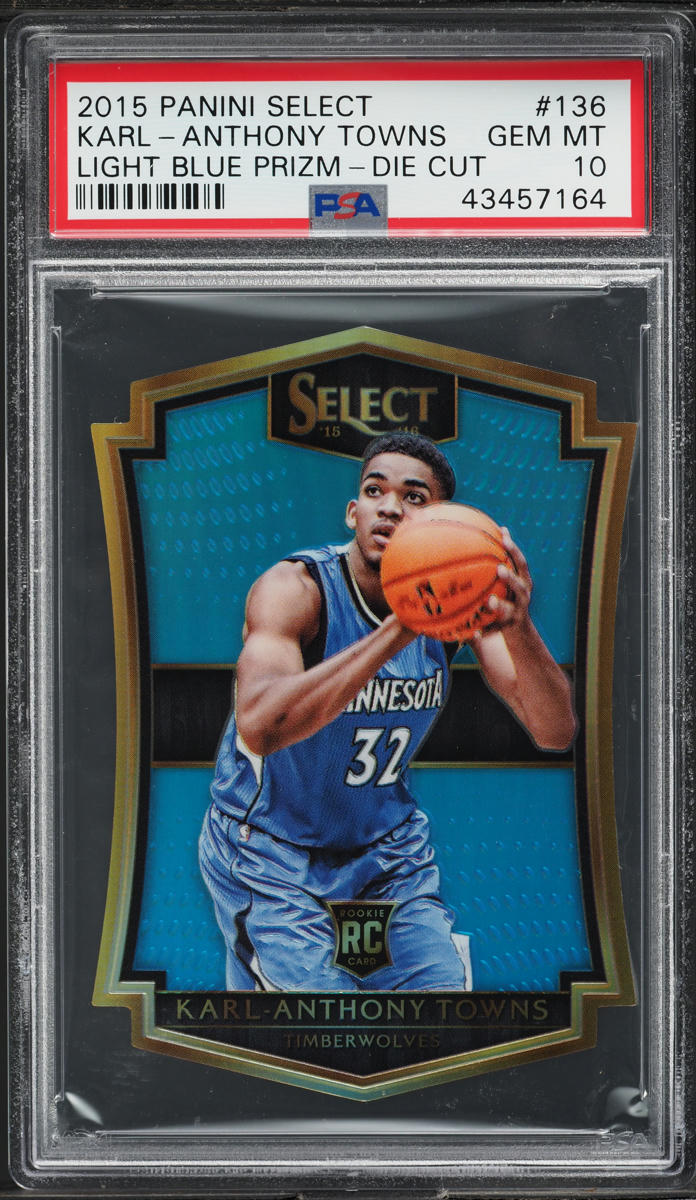 2015 Select Light Blue Prizm Die-Cut Karl-Anthony Towns ROOKIE /199 PSA 10 GEM