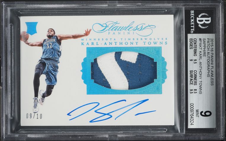 2015 Panini Flawless Sapphire Karl-Anthony Towns ROOKIE PATCH AUTO