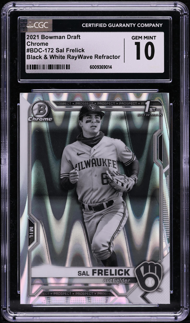 2021 Bowman Draft Black & White RayWave Refractor Sal Frelick ROOKIE CGC 10 GEM