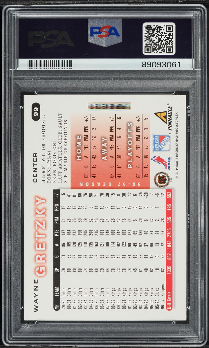 1997 Score Hockey Wayne Gretzky #99 PSA 9 MINT