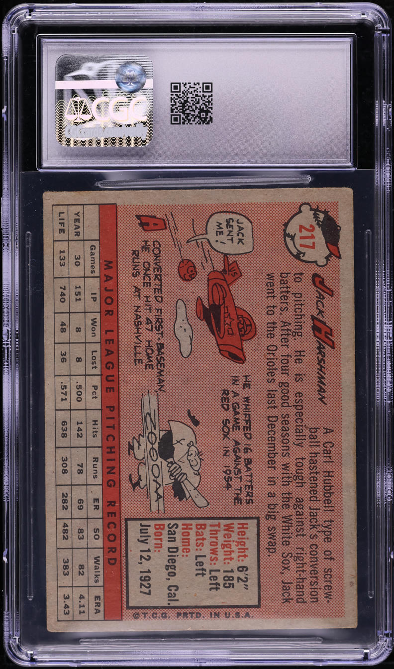 1958 Topps Jack Harshman #217 CGC 4.5 VGEX+