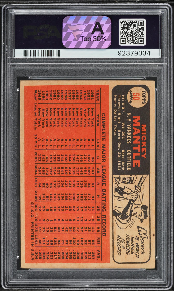 1966 Venezuela Topps Mickey Mantle #50 PSA 5 EX