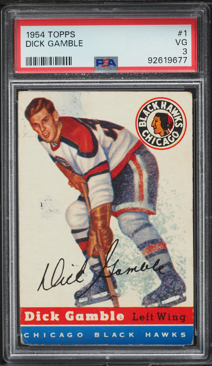 1954 Topps Hockey Dick Gamble #1 PSA 3 VG