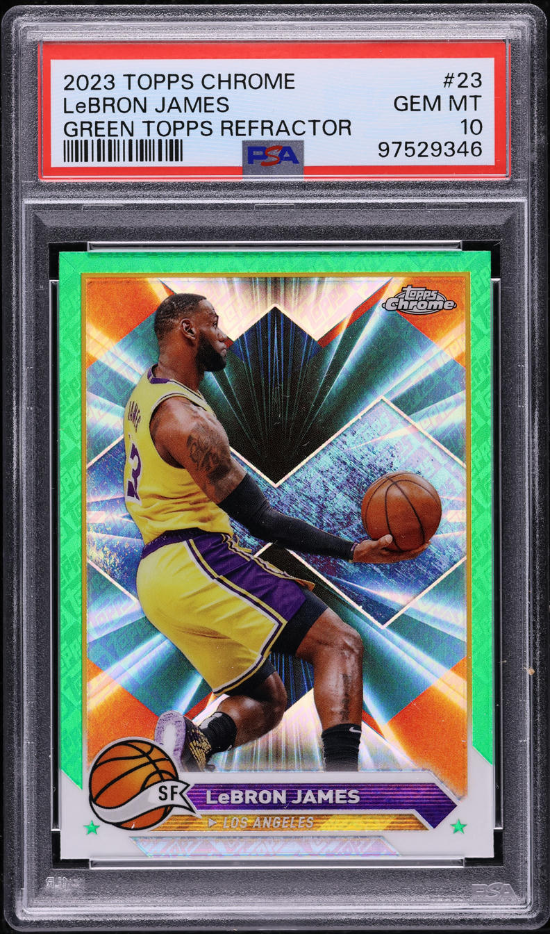 2023 Topps Chrome Green Topps Refractor LeBron James #23 PSA 10