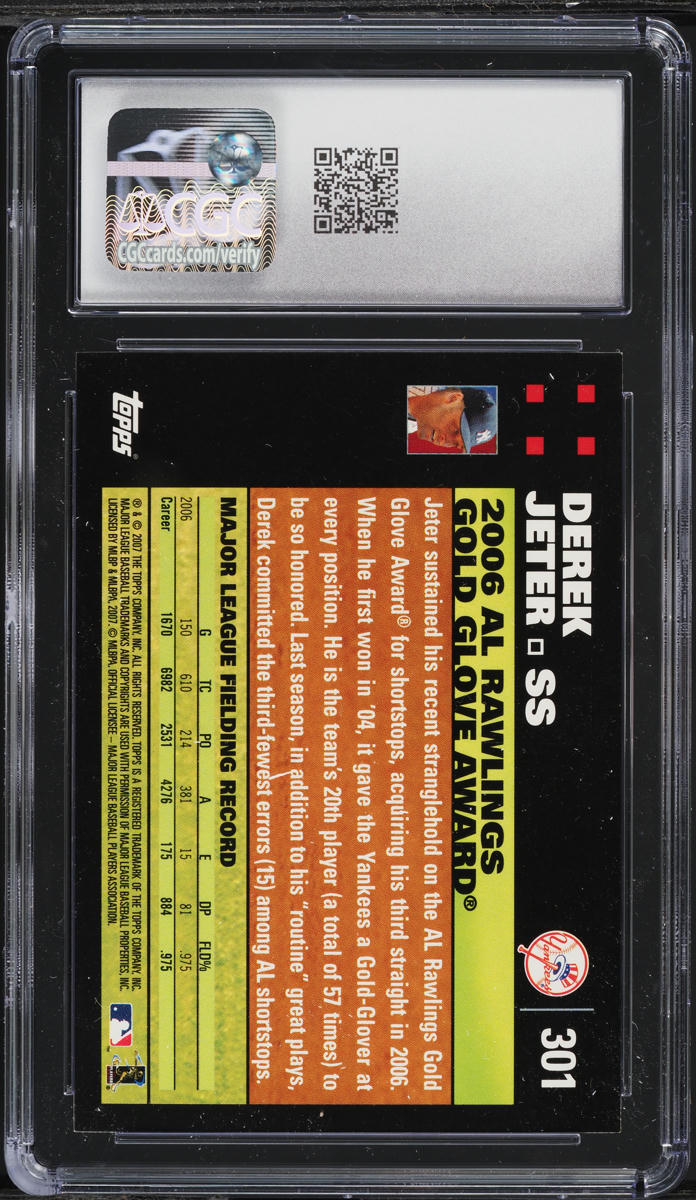 2007 Topps Derek Jeter #301 CGC 8.5 NM-MT+