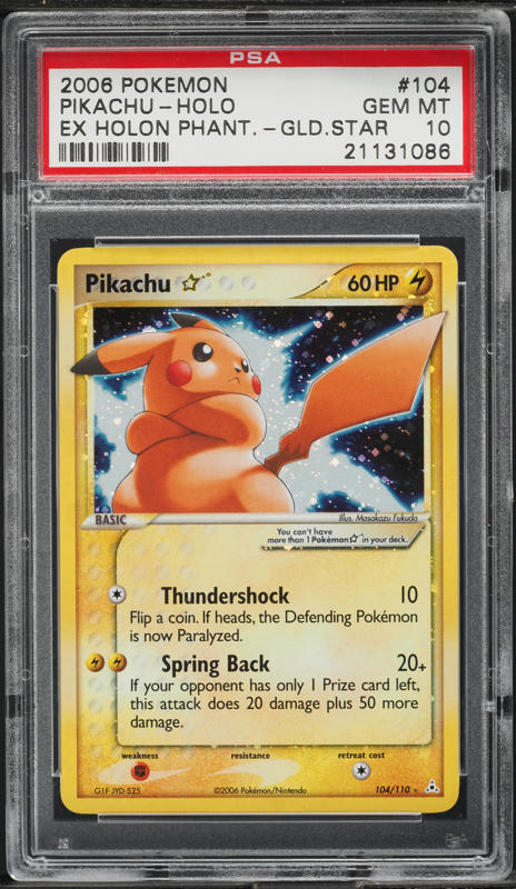 2006 Pokemon EX Holon Phantoms Holo Pikachu Gold Star #104 PSA 10