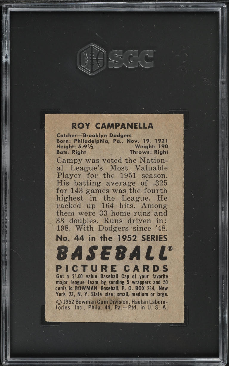 1952 Bowman Roy Campanella #44 SGC 6 EXMT