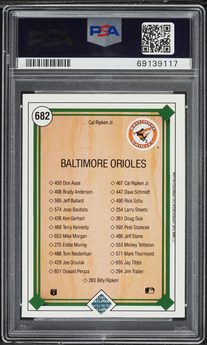 1989 Upper Deck Orioles Checklist Cal Ripken Jr. #682 PSA 8 NM-MT