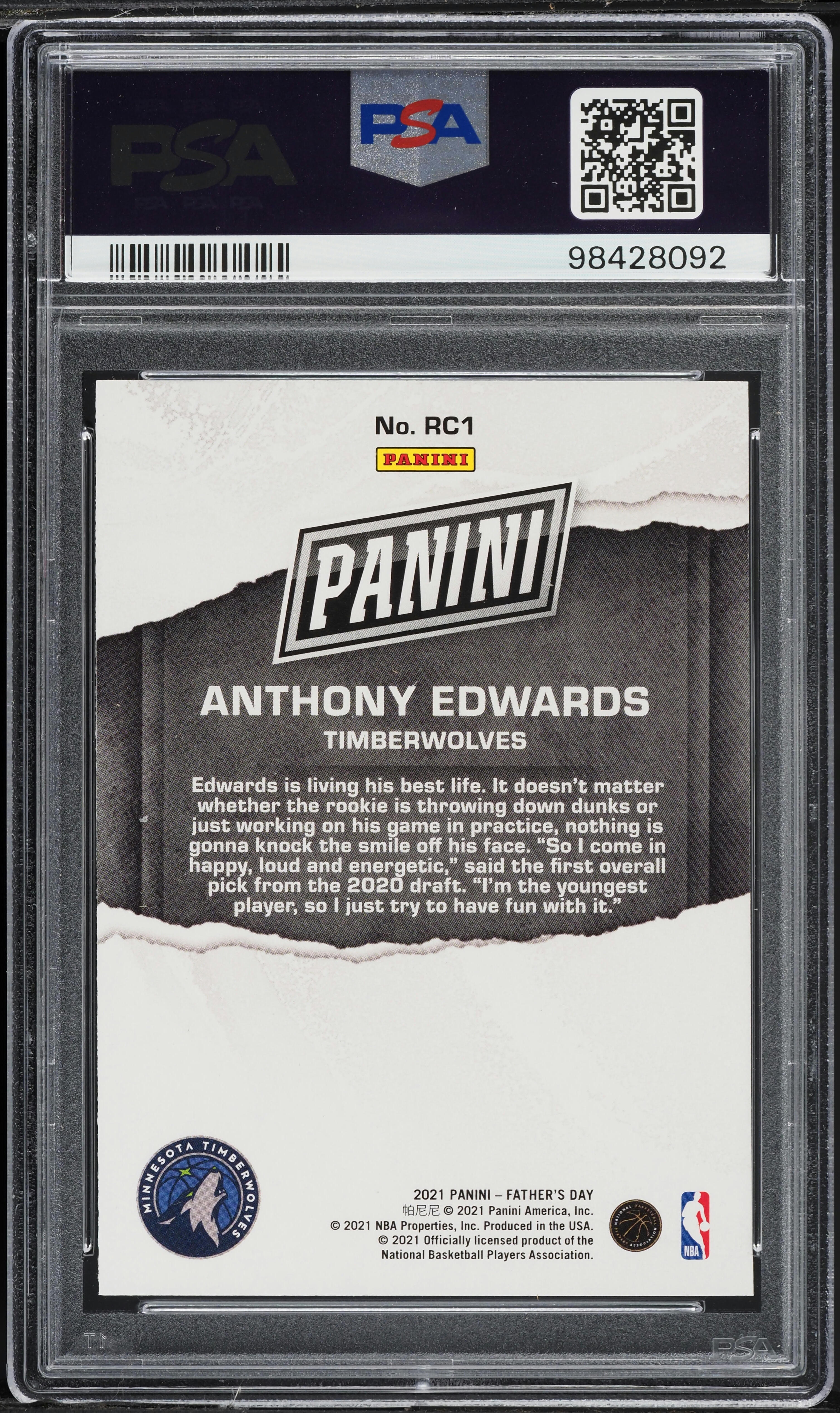 2021 Panini Father's Day Cracked Ice Anthony Edwards ROOKIE #RC1
