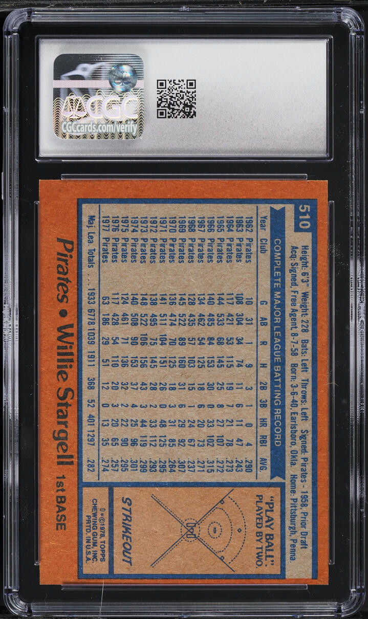 1978 Topps Willie Stargell #510 CGC 6 EXMT
