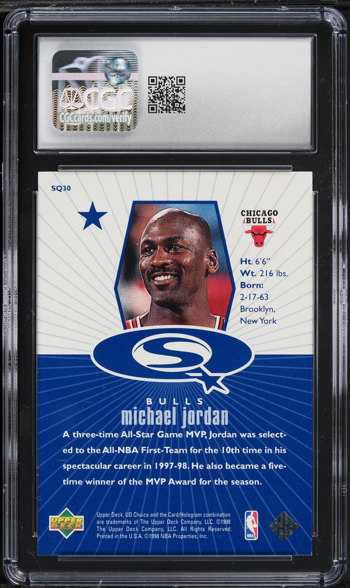 1998 UD Choice StarQuest Blue Michael Jordan CGC 5 EX