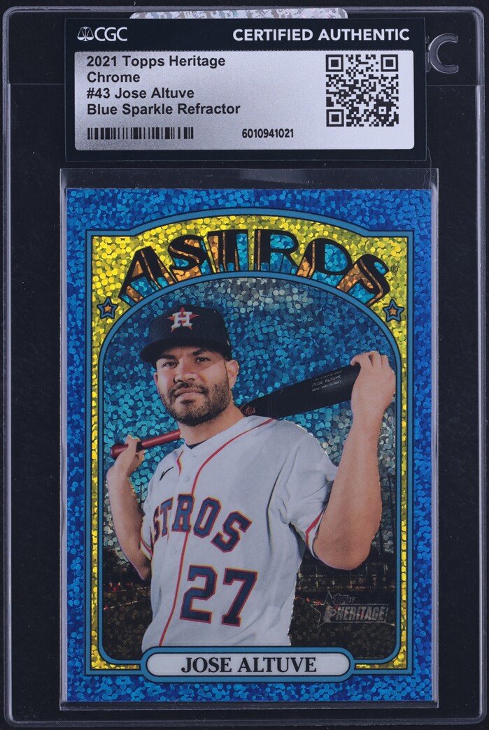 2021 Topps Heritage Blue Sparkle Refractor Jose Altuve #43 CGC AUTH