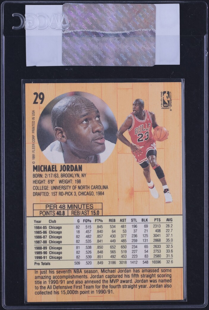 1991 Fleer Basketball Michael Jordan #29 CGC AUTH