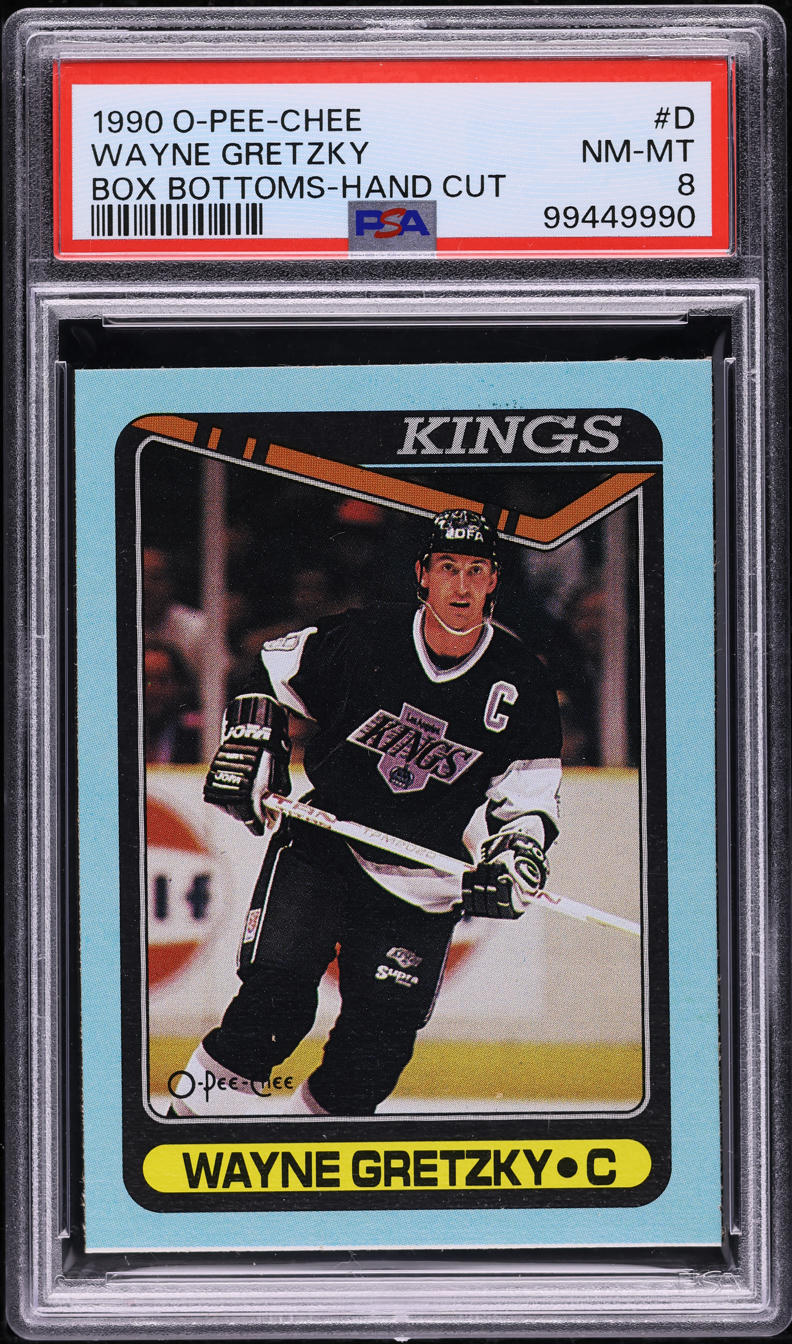 1990 O-Pee-Chee Box Bottoms Hand Cut Wayne Gretzky #D PSA 8 NM-MT