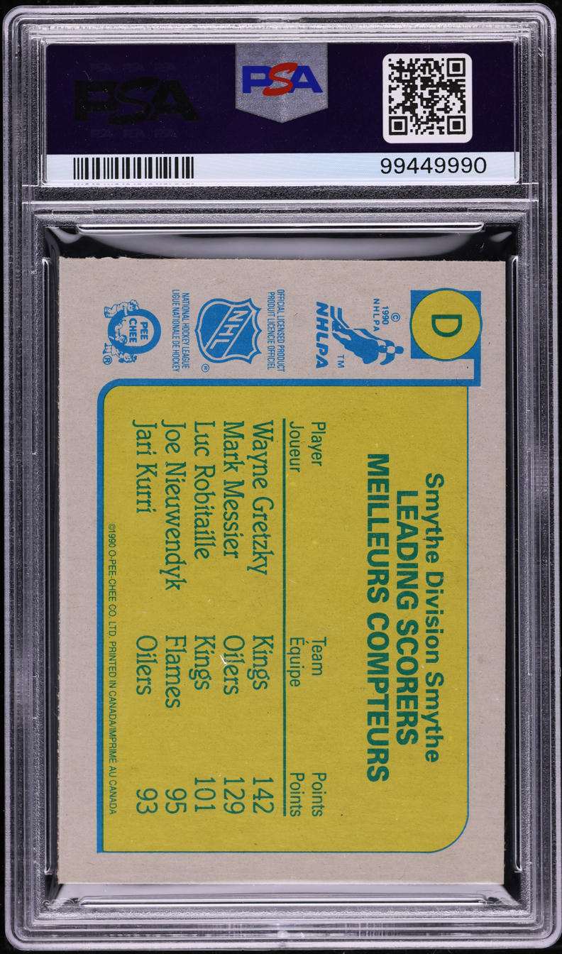 1990 O-Pee-Chee Box Bottoms Hand Cut Wayne Gretzky #D PSA 8 NM-MT