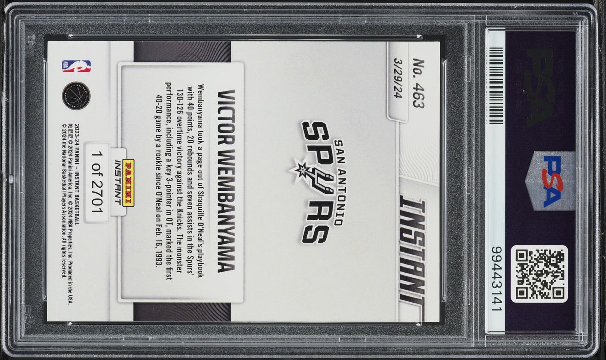 2023 Panini Instant Victor Wembanyama ROOKIE /2701 #463 PSA 8 NM-MT