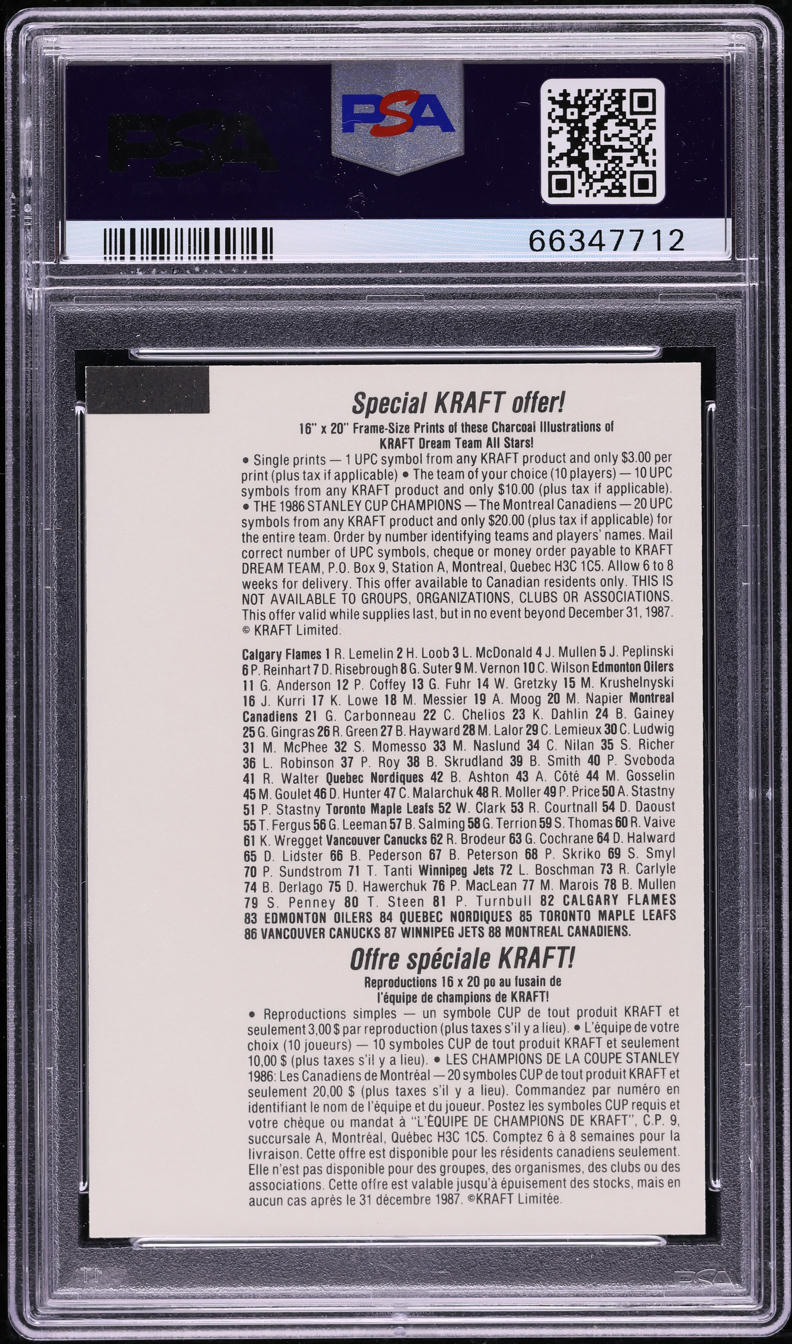 1986 Kraft Drawings Hockey Wayne Gretzky PSA 10 GEM MINT