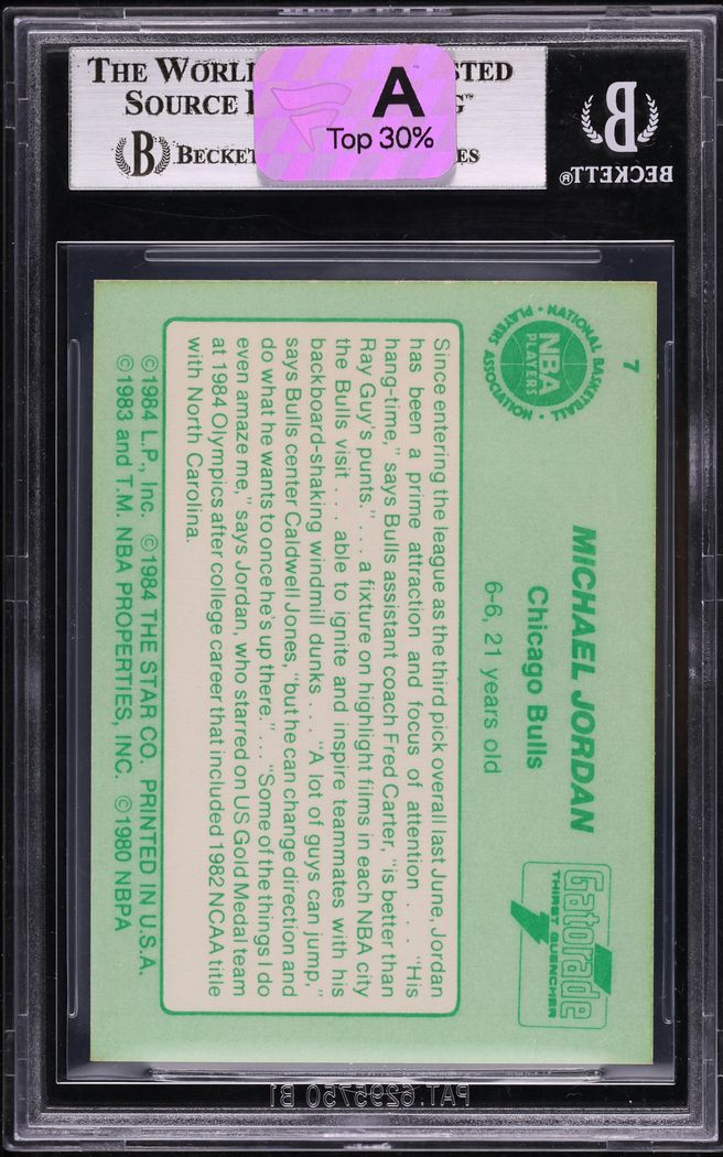 1985 Star Gatorade Slam Dunk Michael Jordan ROOKIE #7 BGS 4.5 VGEX+
