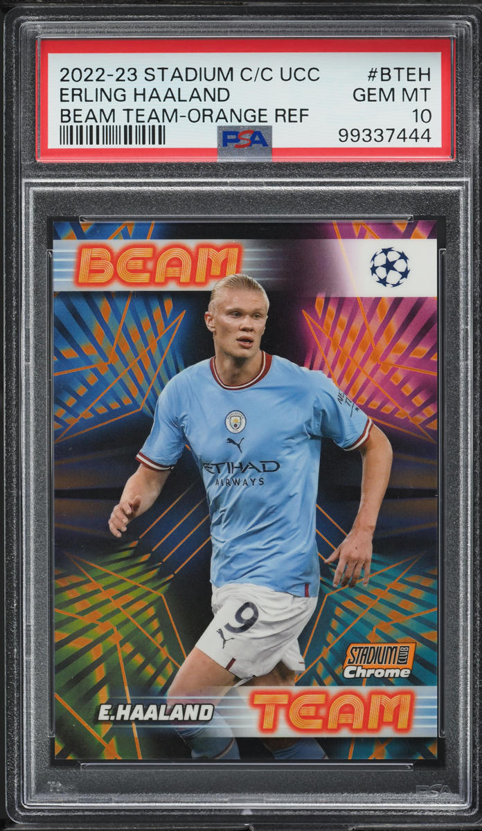 2022 Stadium Club Chrome UEFA Beam Team Orange Erling Haaland /25 PSA 10 GEM