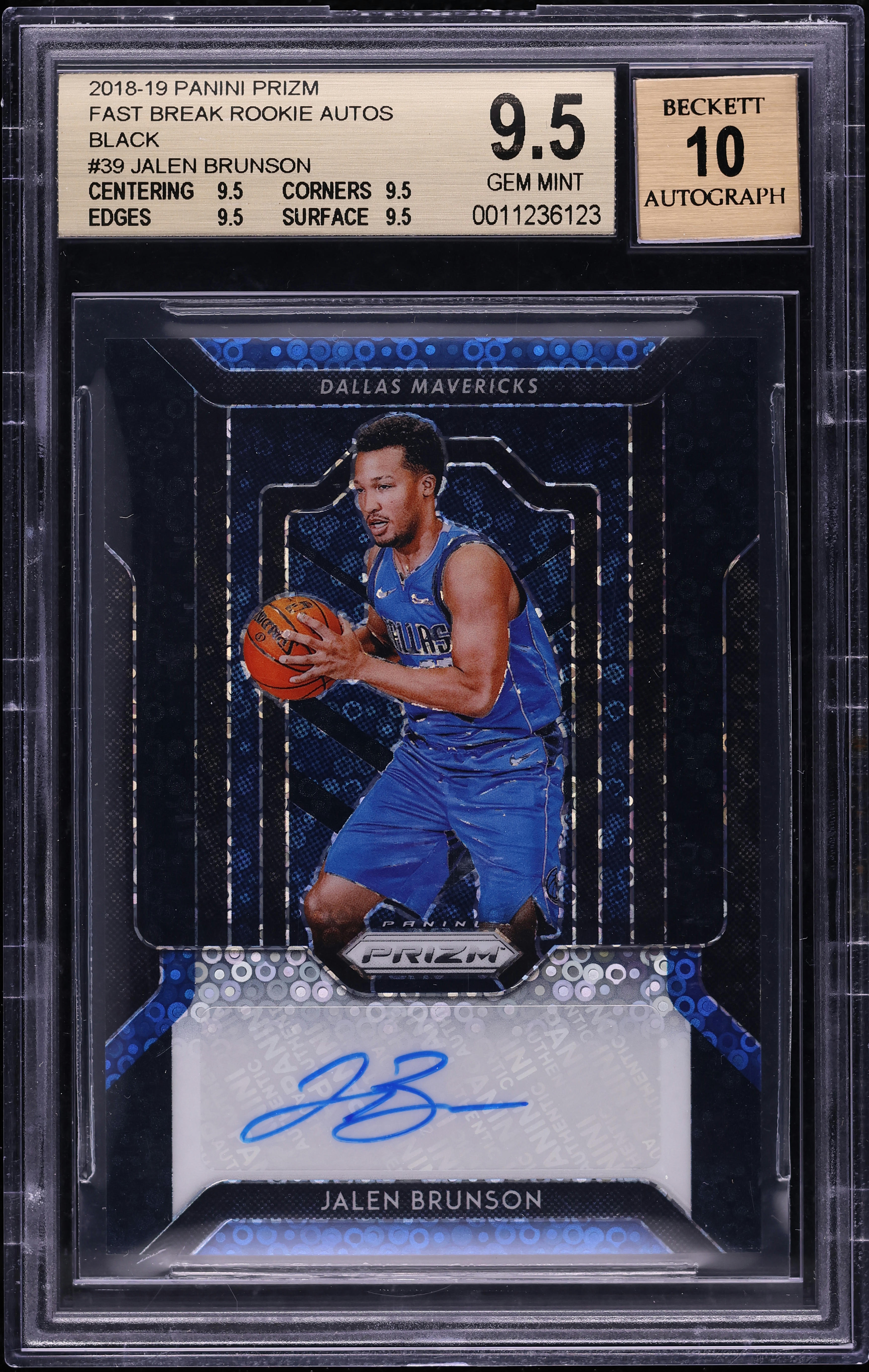 2018 Panini Prizm Fast Break Black Jalen Brunson ROOKIE AUTO 1/1