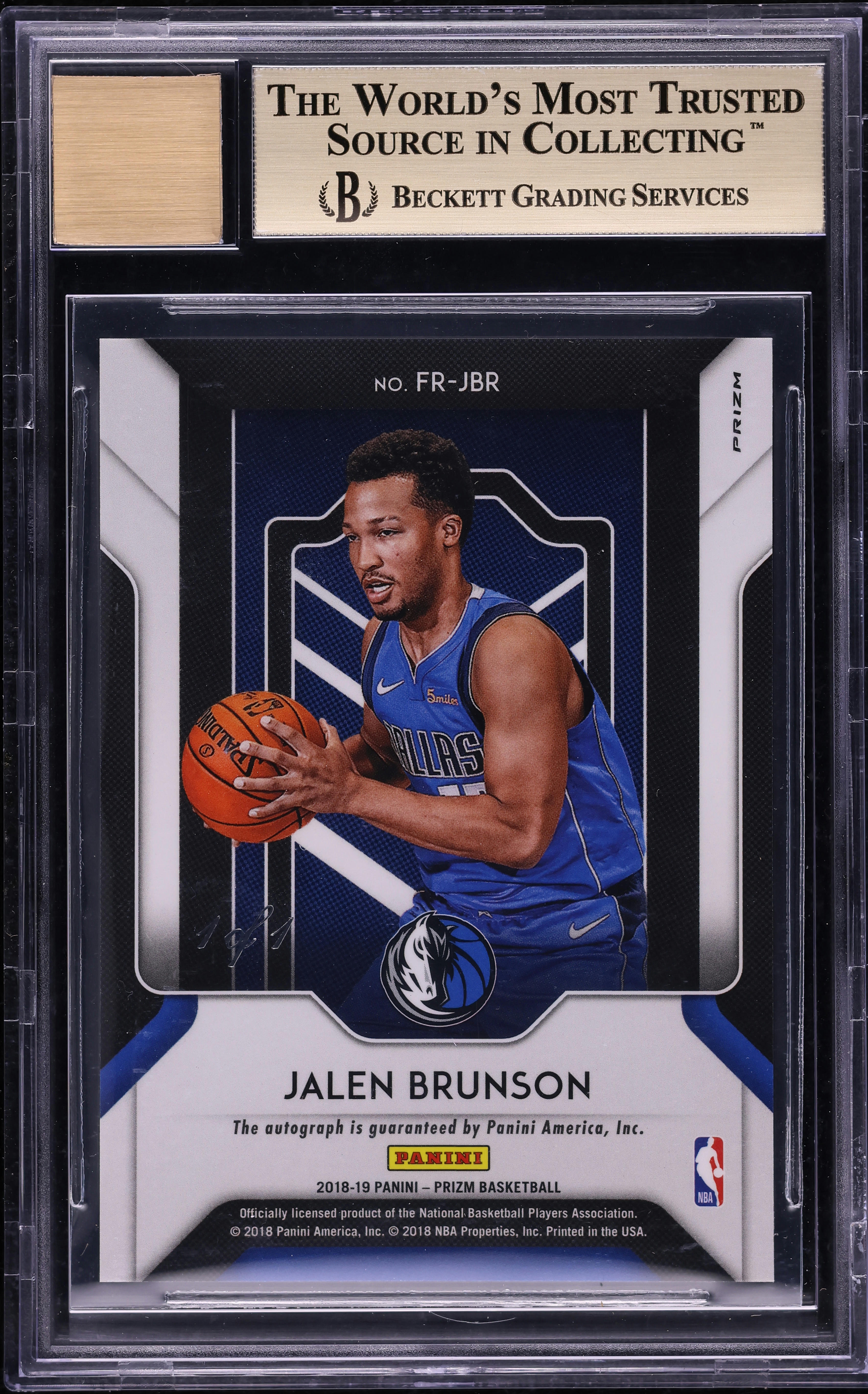 2018 Panini Prizm Fast Break Black Jalen Brunson ROOKIE AUTO 1/1 