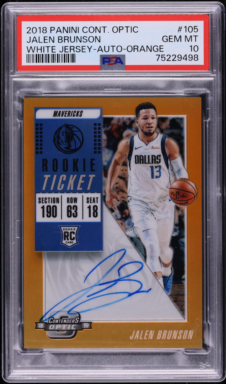 2018 Panini Contenders Optic Orange Jalen Brunson ROOKIE AUTO /25 #105 PSA 10
