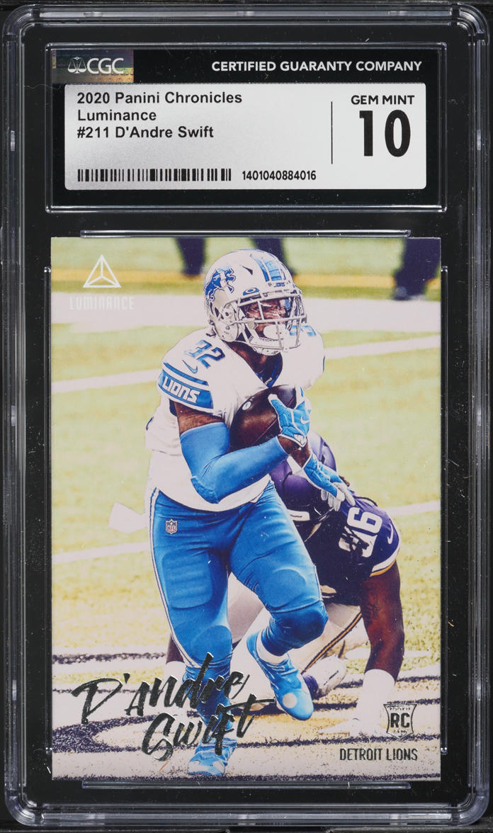 2020 Panini Chronicles Luminance D'Andre Swift ROOKIE #211 CGC 10 GEM MINT