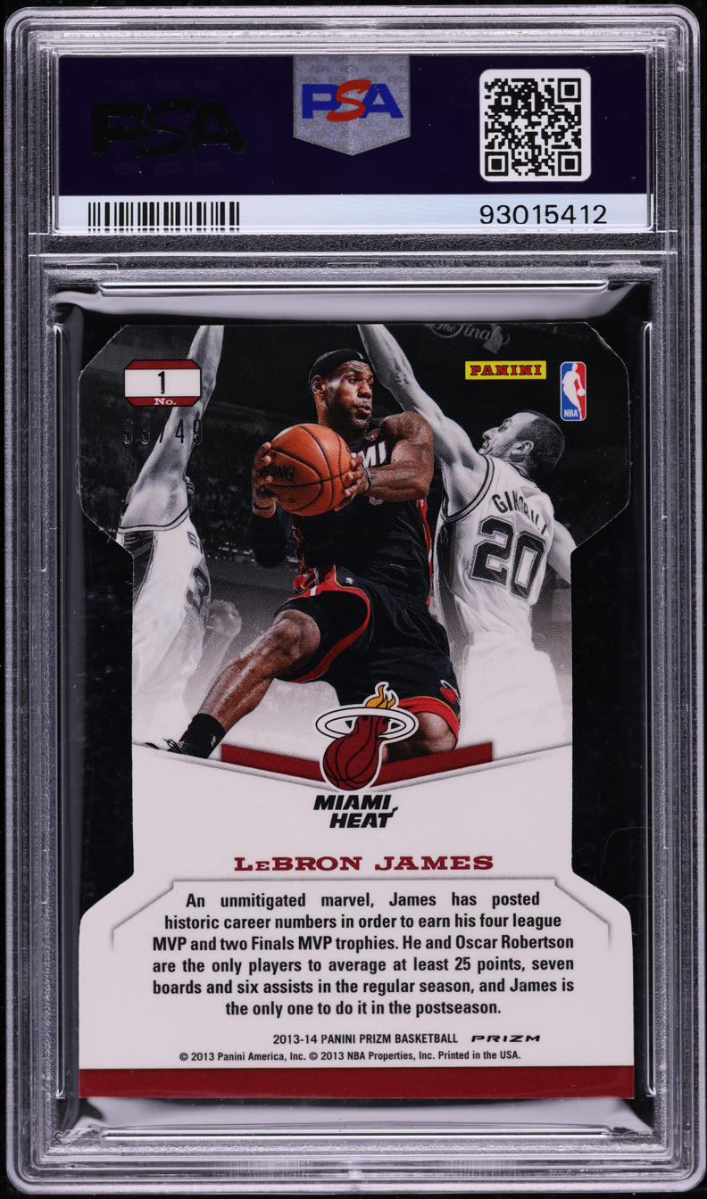 2013 Panini Prizm Dominance Purple Die-Cut LeBron James /49 #1 PSA 8 NM-MT