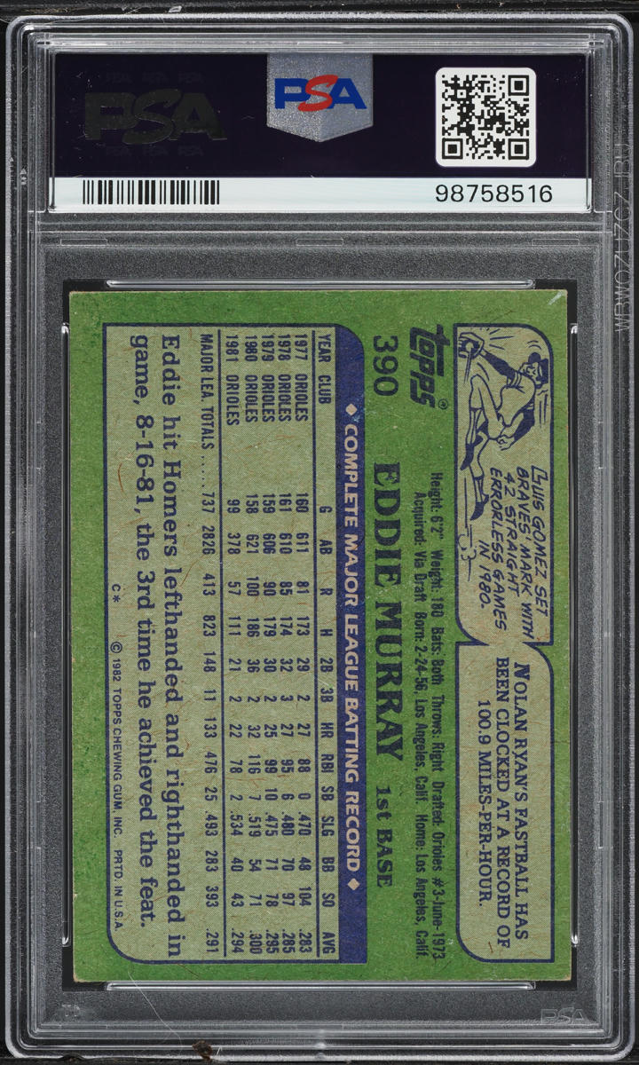 1982 Topps Eddie Murray #390 PSA 5 EX